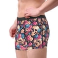 thumbnail image 2 of Sikiie Skull Blue Flower Print Men's Boxer Briefs, Elastic Waistband Boxer Briefs Leggings-Medium, 2 of 5