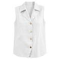 thumbnail image 6 of WAGUTH Women's Cotton Linen Button Down Shirts Sleeveless Notched Lapel Collar Casual Tank Top Blouses for Work Office, 6 of 8
