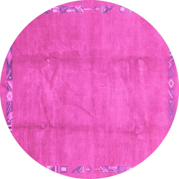 Ahgly Company Indoor Round Abstract Pink Modern Area Rugs, 7' Round
