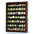 thumbnail image 1 of Military Challenge Coin Display Case Cabinet Holder Wall Rack 98% UV Lockable -Cherry, 1 of 4