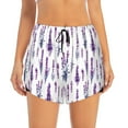 thumbnail image 2 of Sigee Lavender Flowers for Women's Athletic Shorts High Waisted Running Shorts Pocket Sporty Short Gym Elastic Workout ShortsSmall, 2 of 9