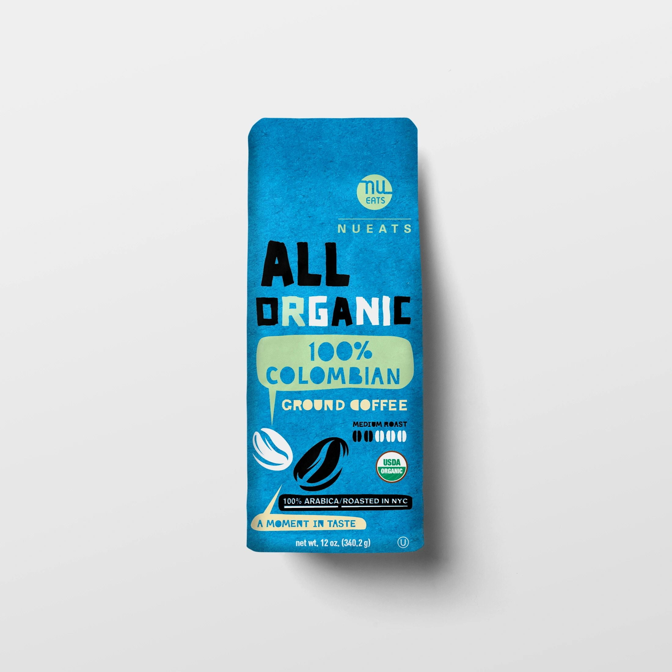 All Organic ground coffee, 100% Colombian