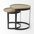 thumbnail image 3 of Aisley 19.3L x 19.3W x 19H Brown Wood W/ Black Metal Nesting Side Tables, 3 of 7