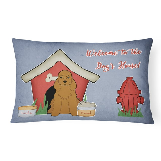Carolines Treasures BB2849PW1216 Dog House Collection Cocker Spaniel Coussin Décoratif en Toile Rouge