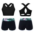thumbnail image 6 of Zaldita Kids Girls 2Pcs Sports Workout Swimming Outfits Criss Cross Back Tank Top with Athletic Dance Lily 14, 6 of 7