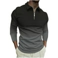 thumbnail image 2 of Long Sleeve Golf Shirts for Men M-6XL Big and Tall Zipper Collared Tshirts Plus Size Pullover Gradient Printed Comfort Athletic Tees Tops, 2 of 5