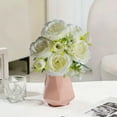thumbnail image 5 of 5-Branch Artificial Silk Rose Bouquet - Realistic Simulated Flower Arrangement, Soft Silk Petals for Home, Wedding & Table Centerpieces, Bridal Bouquet & Party Decor Accessory, 12.6*12.6in, White, 5 of 6