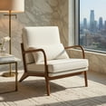 thumbnail image 3 of Demi Bonn Modern Accent Chair, Elegant Armchair with Rubber Wood Armrests and Removable Back, Suitable for Living Room Bedroom Reception Room Office, Beige, 3 of 8