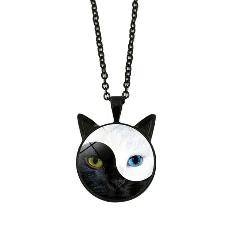 I Love My Cat Glass Locket Necklace Floating Charms Dark Cobalt Blue Kitty  Lady
