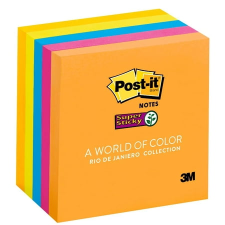 Post-it Super Sticky Notes 5 Pack, Rio de Janeiro Collection, 3 in x 3 in,