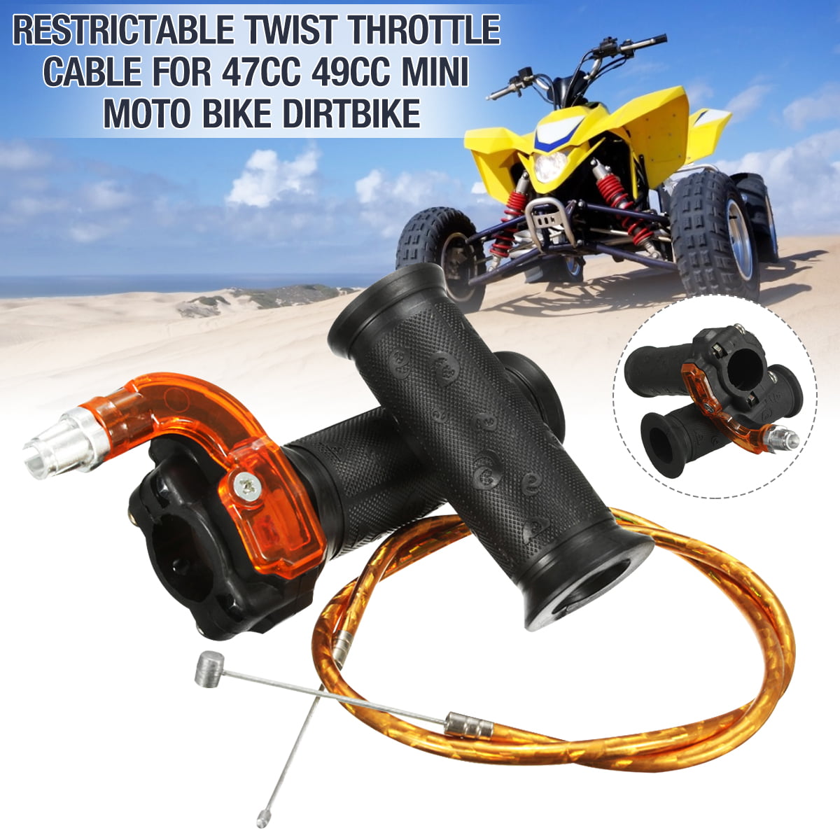 Restrictable Twist Throttle Hand Grip Cable Set For 47cc 49cc Mini Moto Pit 