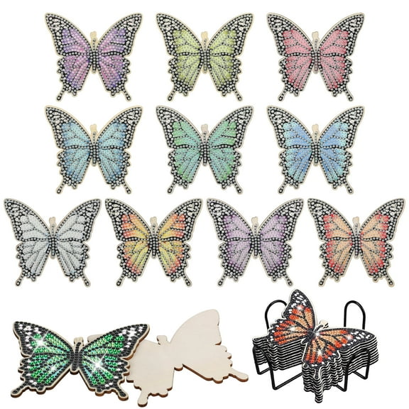 TSV 10pcs Butterflies Diamond Painting Coasters Kit with Holder, DIY Diamond Art Craft for Adults