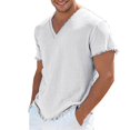 thumbnail image 4 of Ulitacool Mens T Shirts Summer Round Neck Loose Fit Short Sleeve Solid Color T Shirt Simple Clothing White, 4 of 4