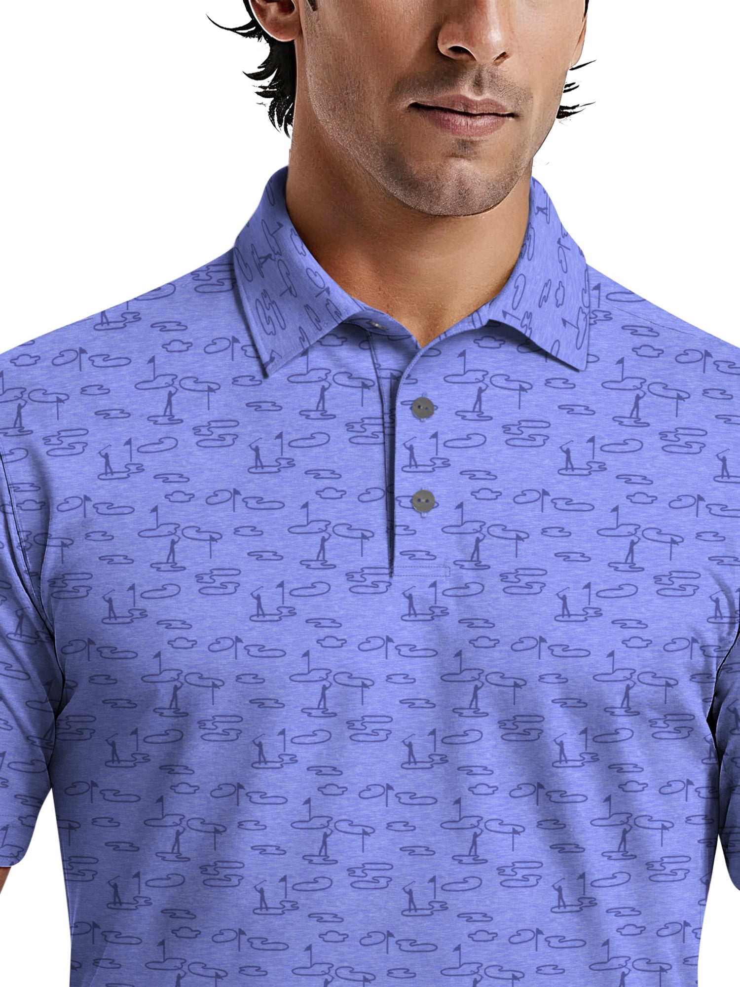 Ben Hogan Men's & Big Men's Performance Golf Landscape Short Sleeve Polo Shirt, up to 5XL