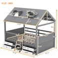 thumbnail image 2 of Harper & Bright Designs Full Size Wood House Bed Frame with Fence and 4 Storage Drawers, Playhouse Tent Bed with Roof and 2-step Ladder for Boys Girls Bedroom, Gray, 2 of 12