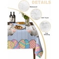 thumbnail image 5 of Blue Easter Rectangle Tablecloth, Spring Cartoon Bunny Colorful Eggs Wood Grain Waterproof & StainResistant Tablecloth, Washable Oil-proof Table Cover for Dining/Party/Wedding/Buffet 54x108 In, 5 of 9