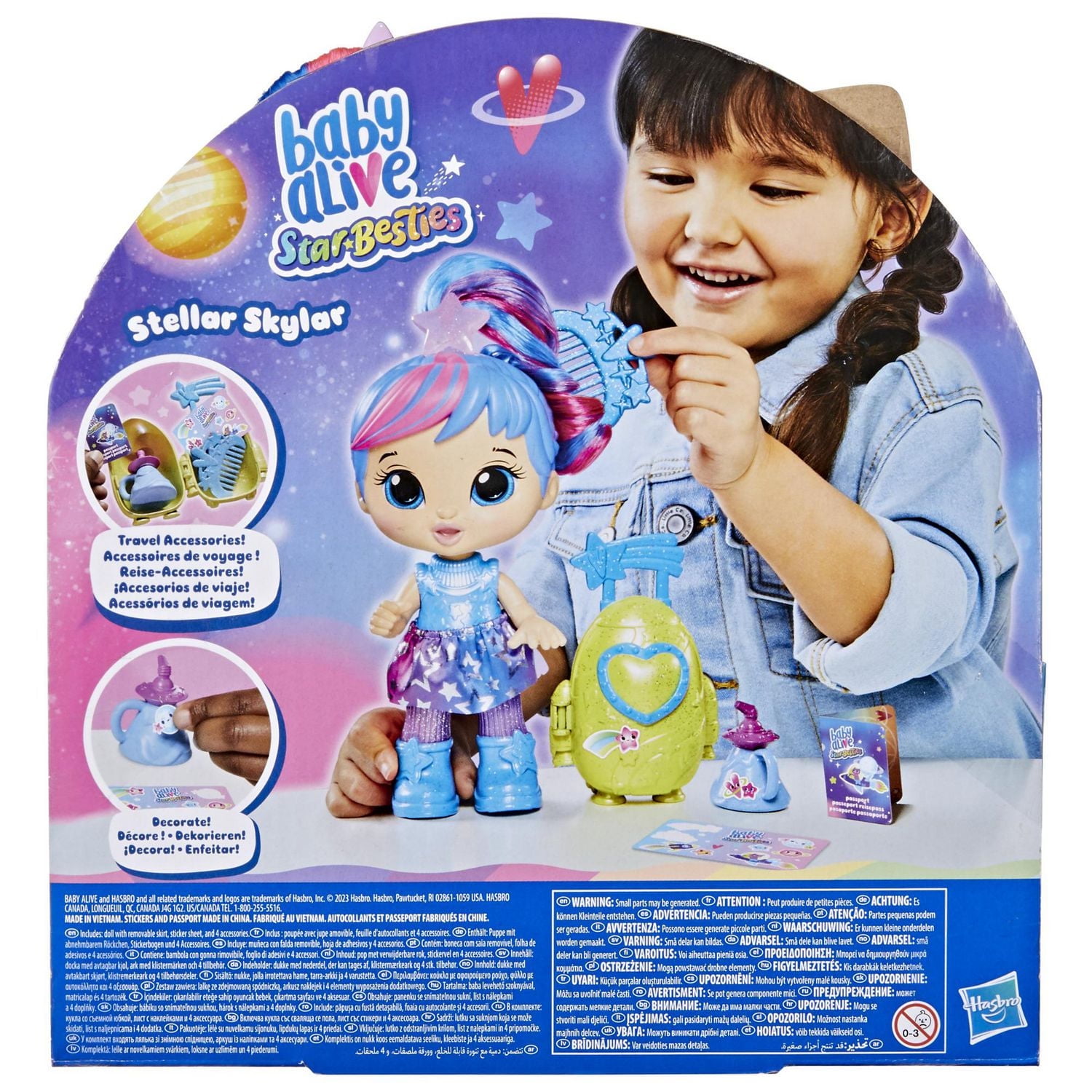 Baby Alive Star Besties Doll, Stellar Skylar, 8-inch Space-Themed Baby Alive Doll Toy with Accessories for Kids 3 and Up