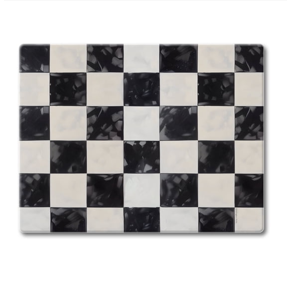 CounterArt Arlington Check Tempered Glass Cutting Board 10" by 8"