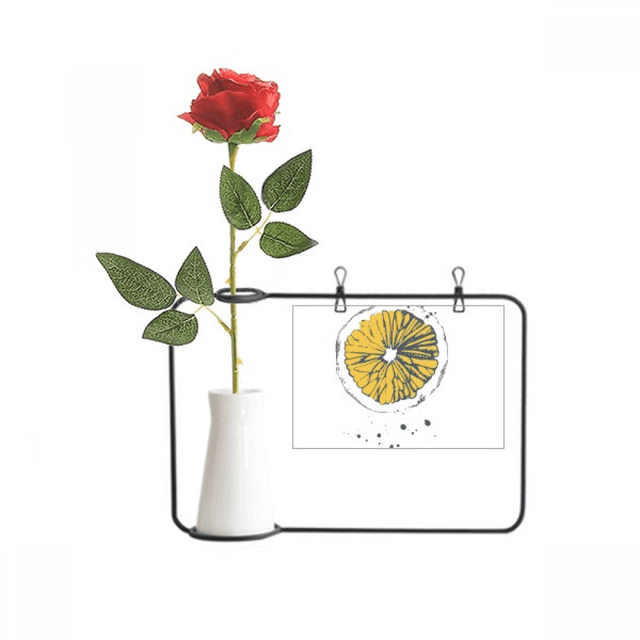 Lemon Fruit Watercolor Illustration Pattern Artificial Rose Flower Hanging Vases Decoration Bottle