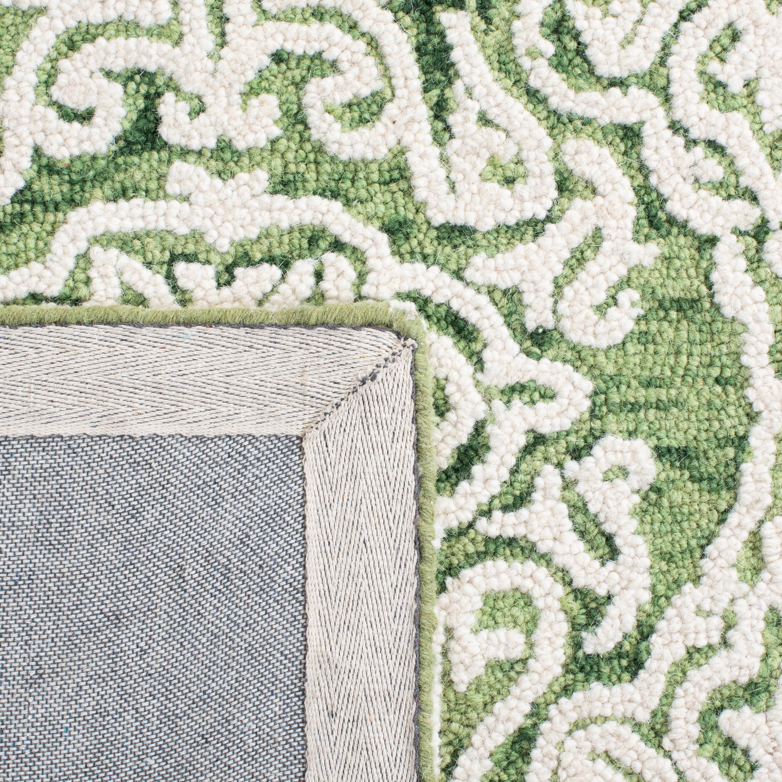 SAFAVIEH Blossom Asher Geometric Wool Area Rug, Green/Ivory, 6' x 6' Square