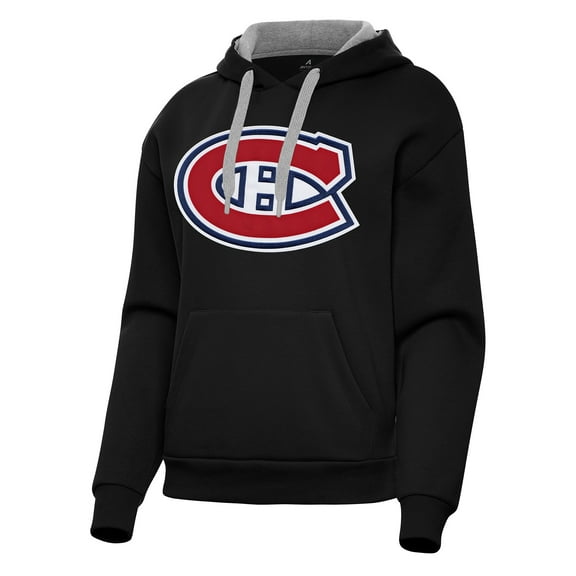 Women's Antigua Black Montreal Canadiens Victory Pullover Hoodie