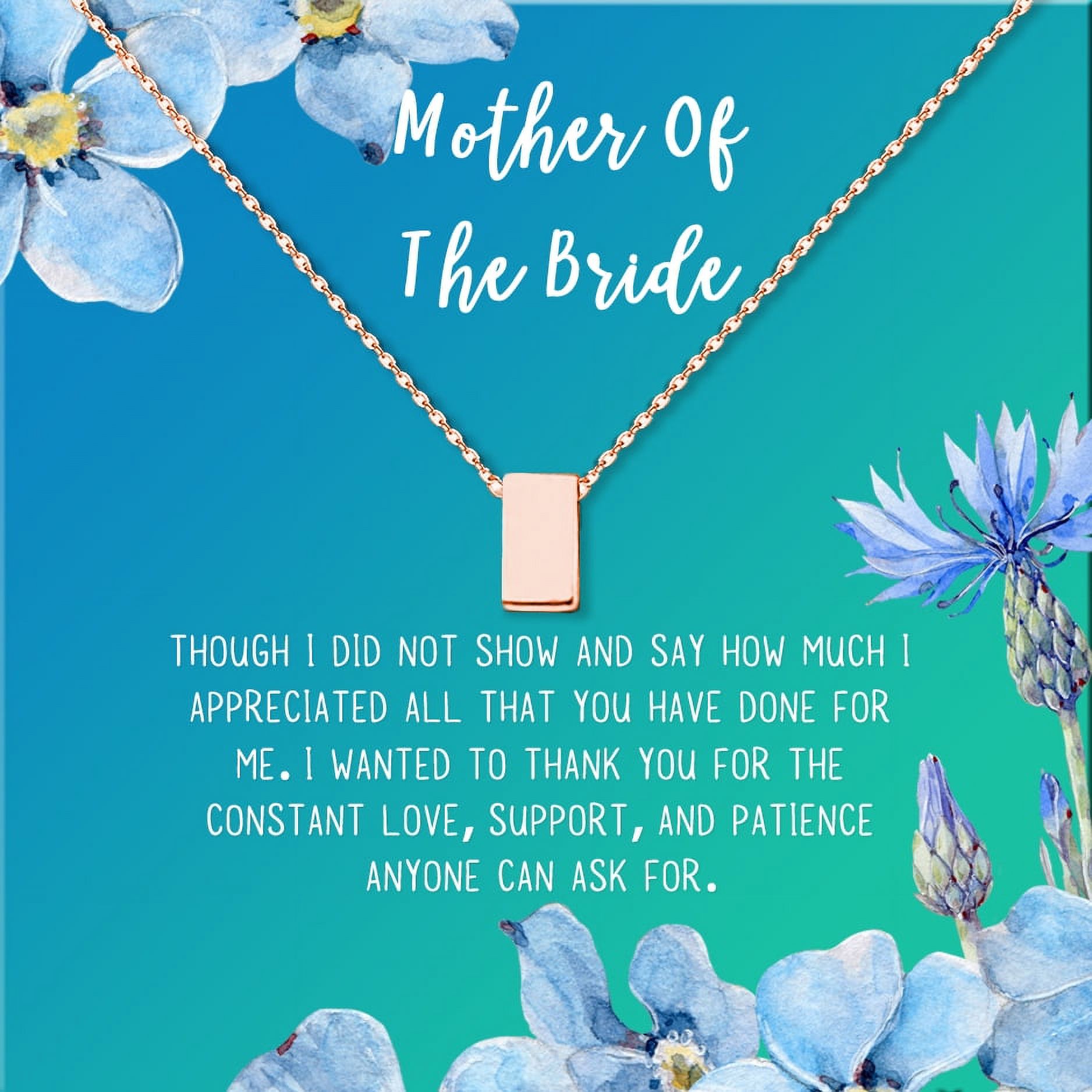 Mother of the Bride Mother's Day Gift, Jewelry Gift for Mother in Law, Necklace and Card Gift Set, Gift for Mom, Gift for Her, Jewelry for Mom, Thank you Gift [Rose Gold Cube,Blue-Green Gradient]