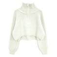 thumbnail image 4 of XIAOCHA Womens Sweaters Minimalist Half Zip Turtleneck Short Pullover Sporty Sweater Winter Solid Color Soft Loose Long Sleeves Knit Blouses, 4 of 5
