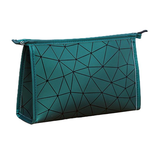 Bolsa de cosméticos en forma de diamante, portátil, de gran capacidad, impermeable y multifuncional, hecha de PU