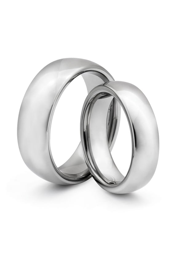 TungstenMasters Roberto Ferrini Design HIS & HERS 8MM/4MM Tungsten Carbide Classic Style Polished Comfort Fit Wedding Band TWO RING SET (Available Sizes 4 - 14 Including Half Sizes)