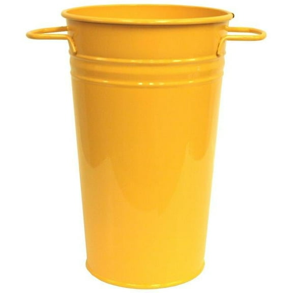 Houston International Trading 8300E SAFF 7 in. dia. x 12 in. Enameled Galvanized Vase, Saffron
