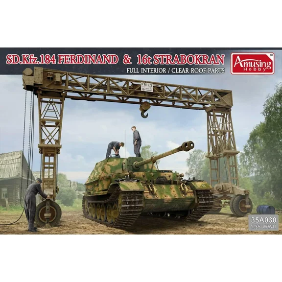 Amusing Hobby 35A030 1/35 Scale  Sd.Kfz.184 Ferdinand (full interior) & 16t Strabokran  Model Kit