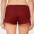 thumbnail image 5 of LWavelet Women's Solid Maroon High Waist Denim Shorts, Stretchy Slim Fit, Casual Summer & Clubwear Bottoms Wine XL, 5 of 5