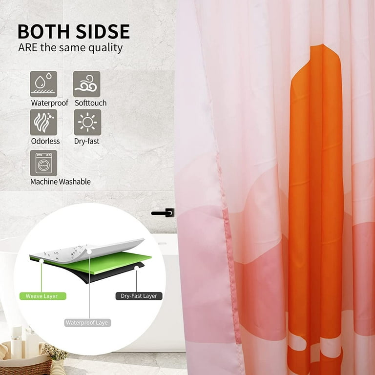 Subwest Boho Bathroom Set with Shower Curtain and Rugs Accessories, Mid  Century Sun Orange Shower Curtain for Bathroom Aesthetic Leaves Bathroom  Decor