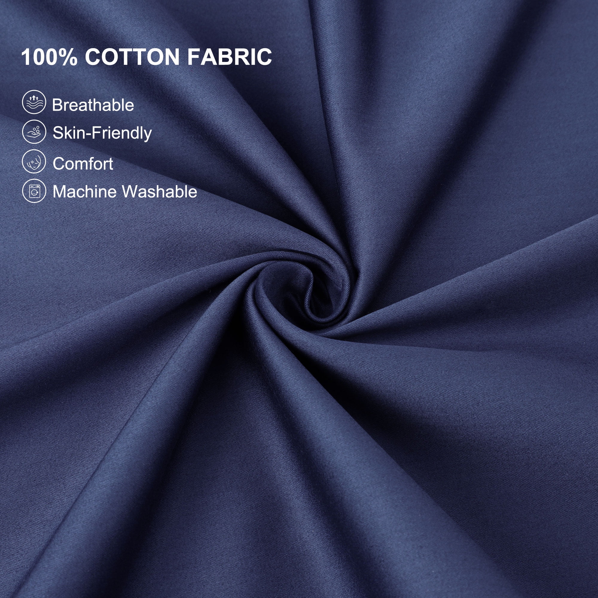 Unique Bargains Breathable Cotton Envelope Closure Pillowcases 2 Pcs Navy Blue King