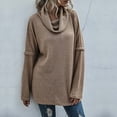 thumbnail image 2 of IROINNID Reduced Womens Sweater Cowl Neck Pullover Sweater Solid Color Comfy Mid-Length Long Sleeve Split Knit Sweater, 2 of 6