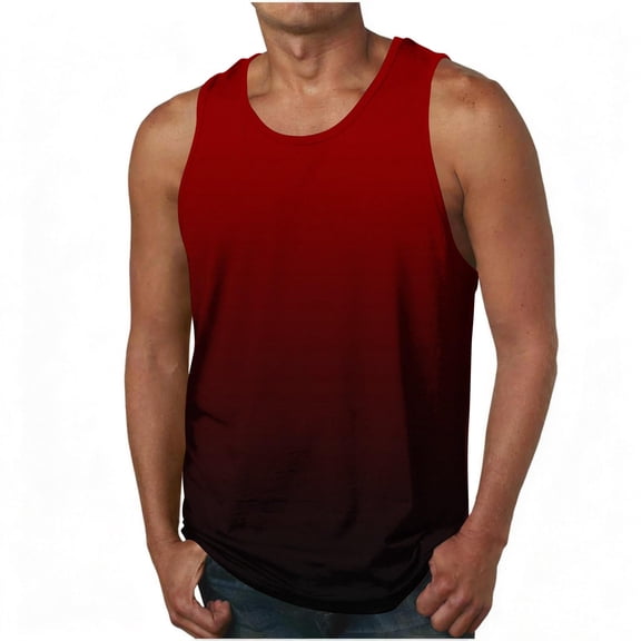 Mens Big and Tall Tank Tops, Sleeveless Shirts for Men Summer Fashion Loose Fit Ombre Tie Dye Crewneck Shirt Tanks