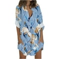 thumbnail image 2 of EGNMCR Robes de Fête pour Femmes Mode Femmes Décontractée Imprimée Manches Longues Bouffantes Robe à Col en V, 2 of 6