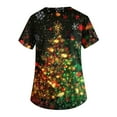thumbnail image 3 of Garbnen Christmas Scrub Tops Women Plus Size V Neck Short Sleeve Workout Tops for Women Winter Fall Xmas Print Nursing Scrubs with Pockets S-5xl, 3 of 4