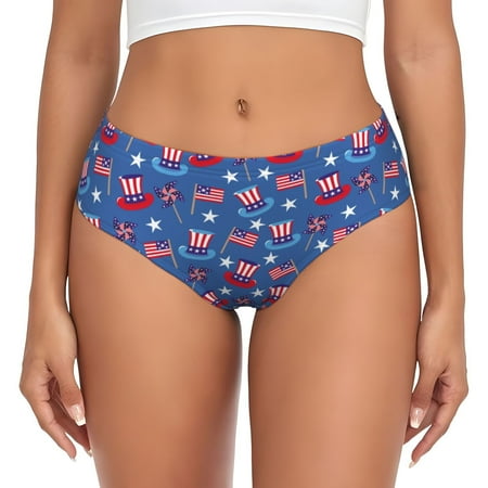 Womens Underwear - USA Flag windmill Print No Show Seamless Underwear for Women  Soft Stretch Womens Panties  Hipster Ladies Panties Bikini Underwear Briefs