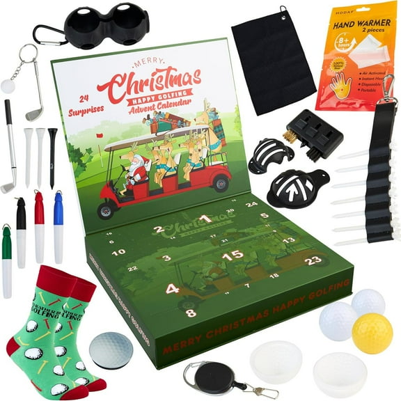 Golf Advent Calendar for Men - 24 Days of Premium Golf Balls & Tees Golf Advent Calendar - 24-Day Christmas Count-down Calendar for Father, Husband, or Boyfriend, Perfect Holiday Gift Featuring Golf