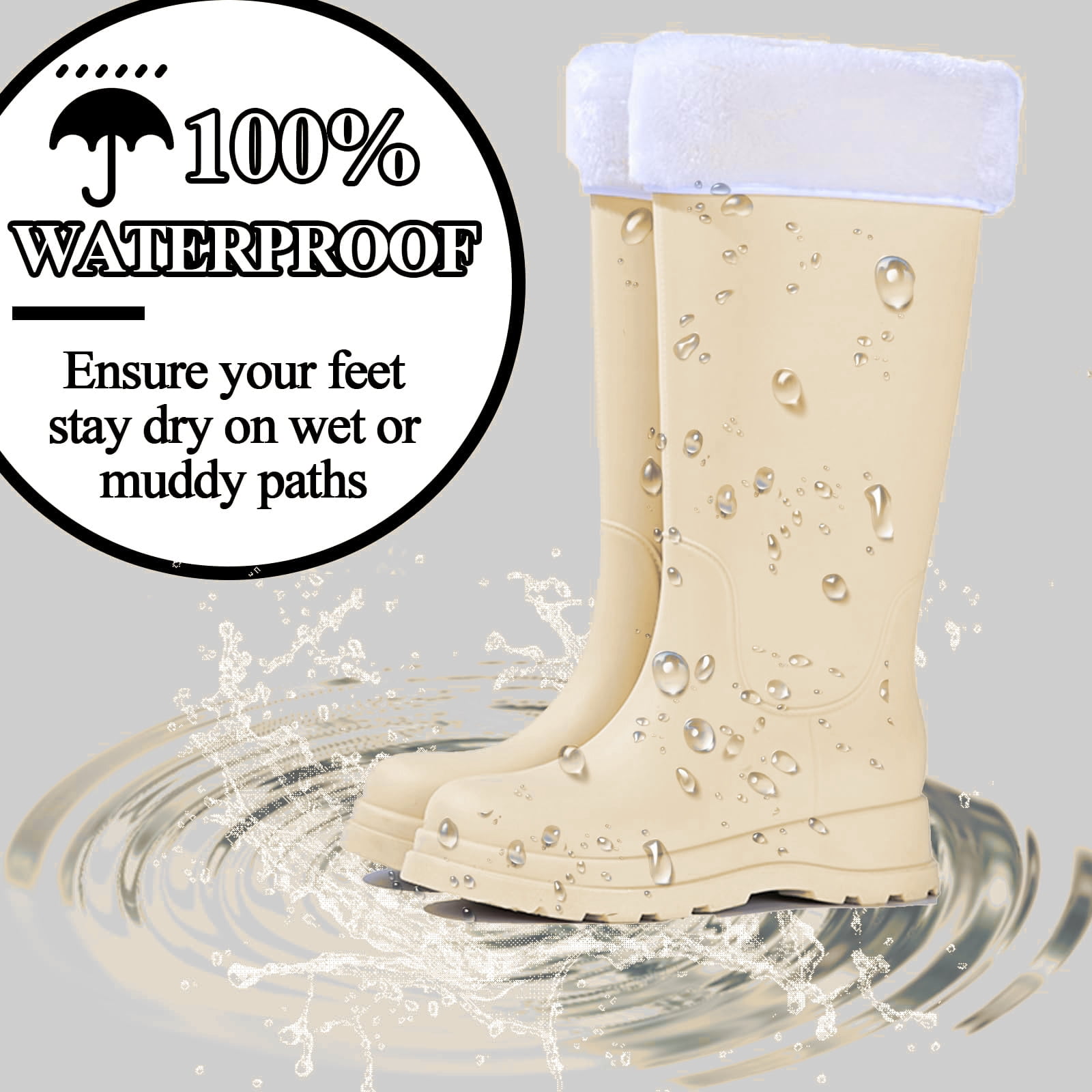 AUXDIQ Rain Shoes Women Mid-calf Boots Waterproof Rain Boots Outdoor Garden Shoes