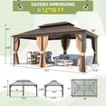 thumbnail image 5 of Erommy Outdoor Pro Series Galvanized Steel Hardtop Patio Gazebo Pergola w/Aluminum Frame, Prime Curtains and nettings include Double Roof 12' x 14', 5 of 5