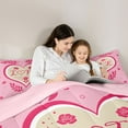thumbnail image 5 of Feelyou Romantic Love Heart Bedding Comforter Set for Kids, Valentines Day Rose Twin Comforter Sets, Princess Cartoon Pink Reversible Bedding Set, Microfiber Bedroom Decor, 2-Piece, 5 of 8