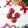 thumbnail image 2 of Northlight Shiny Glitter Striped Glass Ball Christmas Ornaments - 3"  (80mm) - 4ct - Red and White, 2 of 6