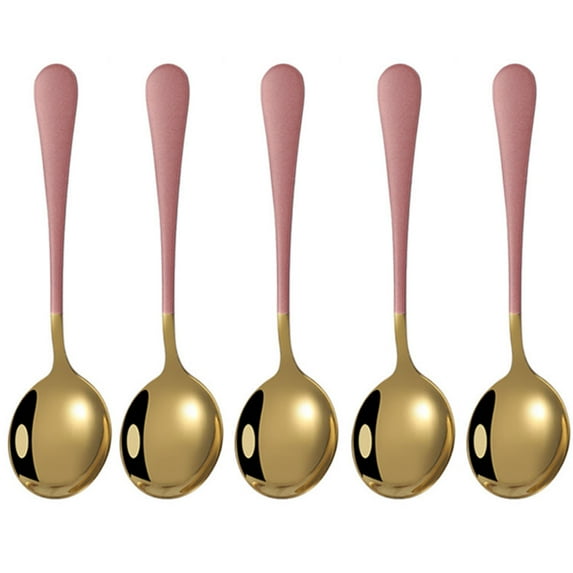 NUZYZ 5Pcs Spoons Desserts Ice Cream Coffee Stirring Spoons Stainless Steel Kitchen Tableware