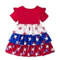 thumbnail image 5 of WEIWEN Toddler Baby Girl 4th of July Outfits Short Sleeve Layered Ruffle Red White and Blue Dress Dress Kids Girls Memorial Day Clothes Red, 18-24 Months, 5 of 7