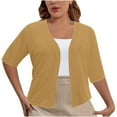 thumbnail image 2 of Fanxing Bolero Shrugs for Women Plus Size Open Front Cardigan Loose Business Casual Short Sleeve Cropped Tops Khaki 5XL, 2 of 7