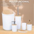 thumbnail image 3 of Juego de 6 Piezas para Baño | Set de Accesorios de Plastico Para Baño | Kit de 6 pzas Modernos para Baño | Accesorios de Bambu, 3 of 4