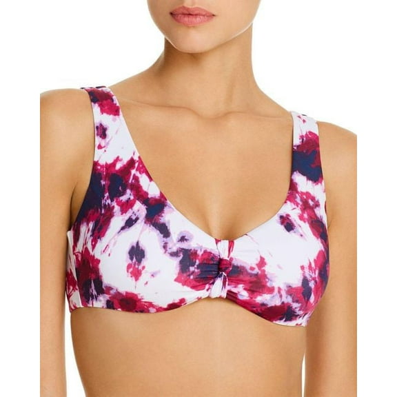 Aqua STAR Knotted Tie-Dyed Bikini Swim Top, US Small