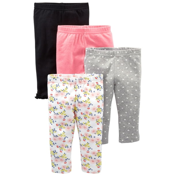 Pantalones Simple Joys de Carter's para niñas de 0 a 3 meses, paquete de 4